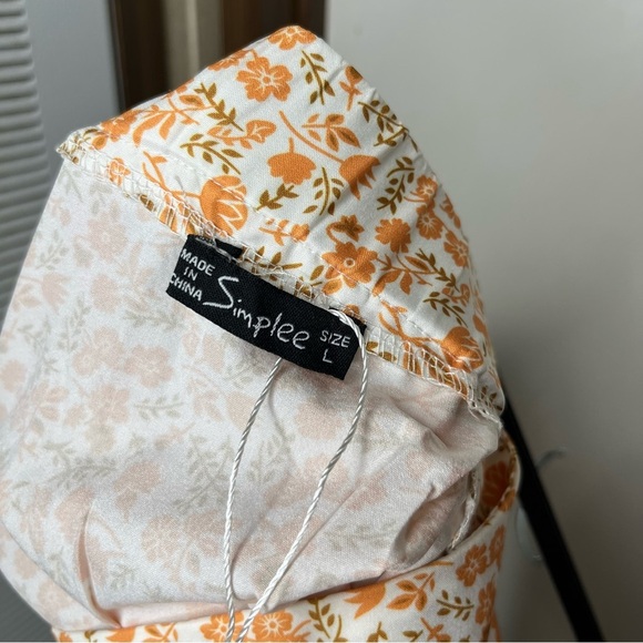 Simplee Orange Wrap Skirt with Tie Front - Picture 4 of 7